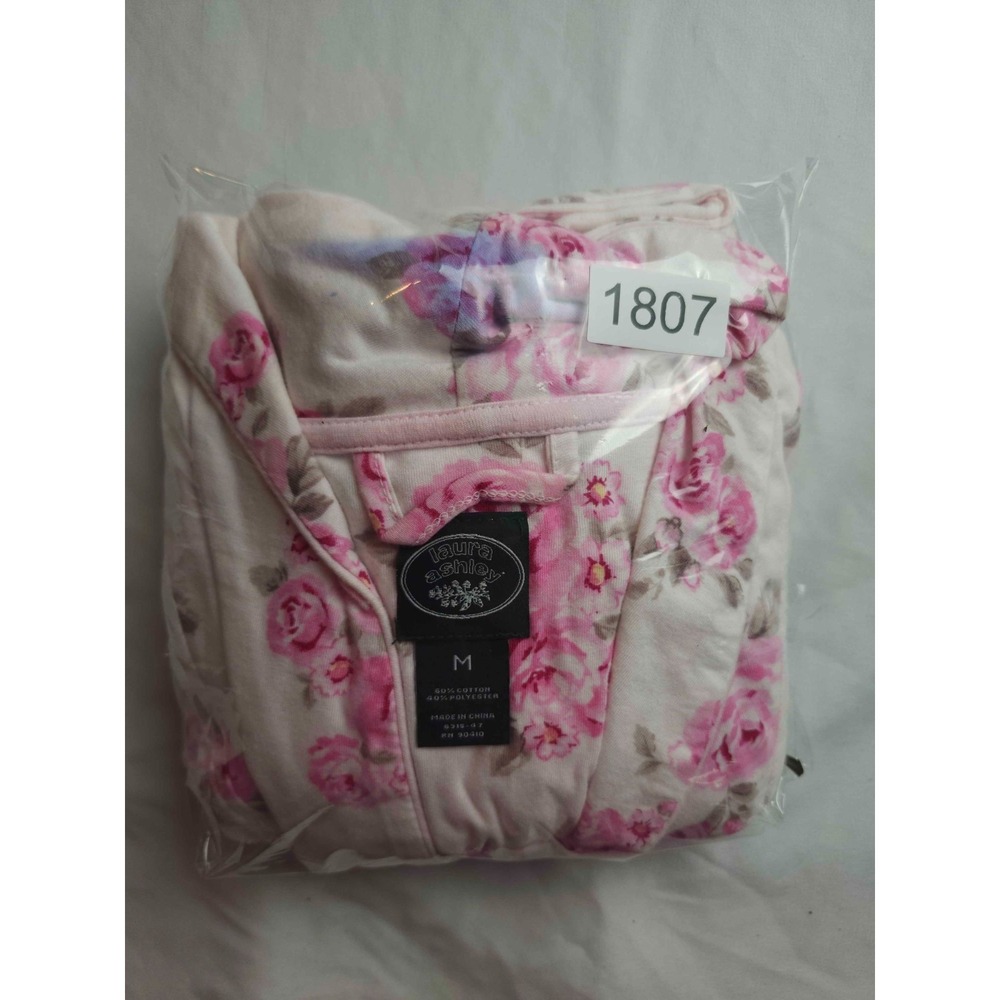 Laura Ashley Robe Womens Medium Pink Floral Loungewear Shabby Cottagecore - Picture 8 of 8